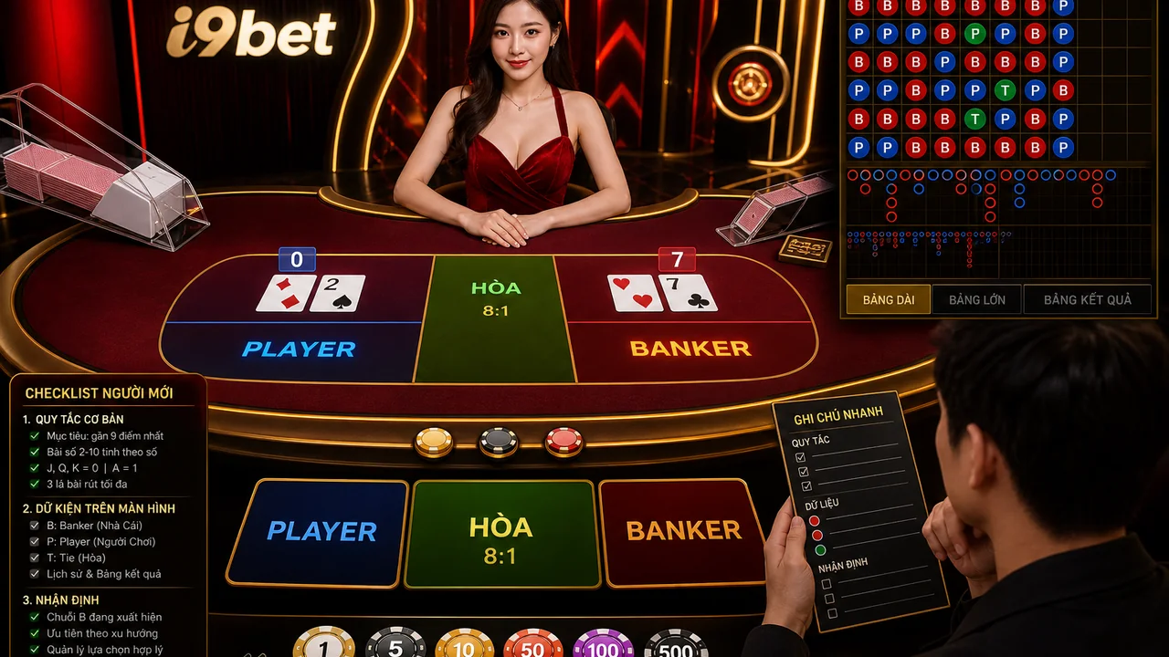 Xem Baccarat live dễ hiểu cho người mới cùng i9bet